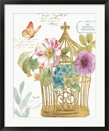 Framed Rainbow Seeds Romantic Birdcage I Print