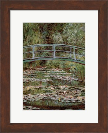 Framed Waterlily Pond, Japanese Bridge Print