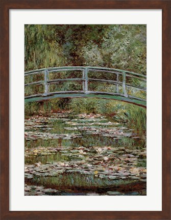 Framed Waterlily Pond, Japanese Bridge Print