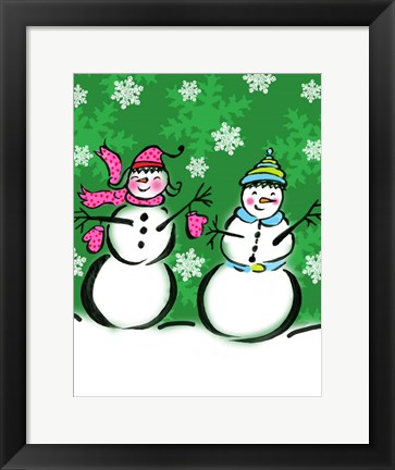 Framed Silly Snowmen V Print