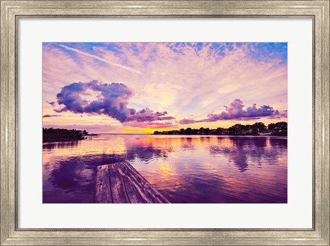 Framed Sunset Dock Print