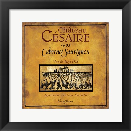 Framed Still Life Wine Label Square IX Print