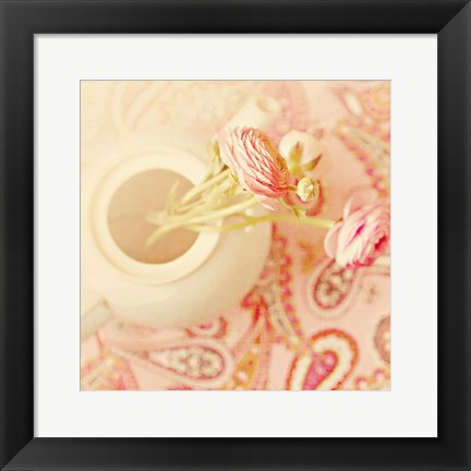 Framed Teapot with Peonies Print