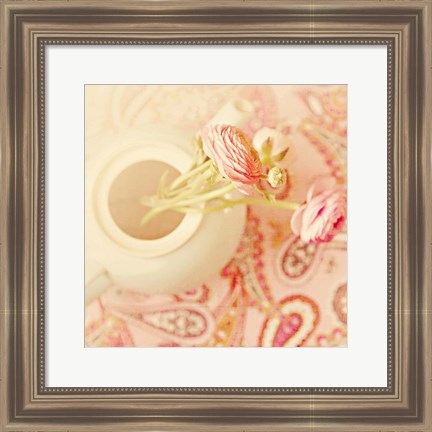 Framed Teapot with Peonies Print