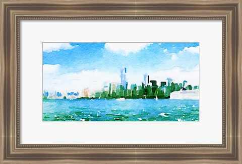 Framed Watercolor NYC Skyline I Print