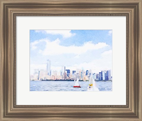 Framed Watercolor NYC Skyline II Print