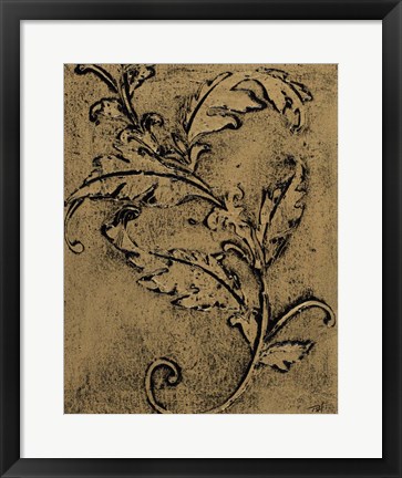 Framed Leaf Scroll I Print