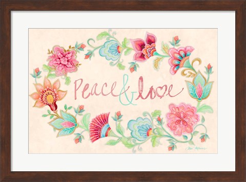 Framed Peace and Love Wreath Print