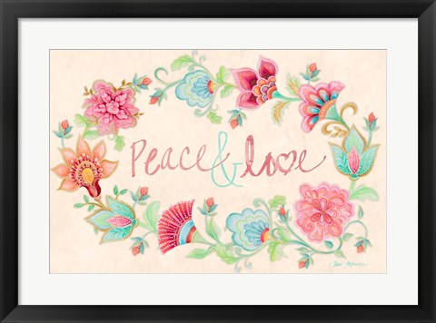 Framed Peace and Love Wreath Print