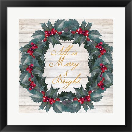 Framed All Is Merry &amp; Bright Print