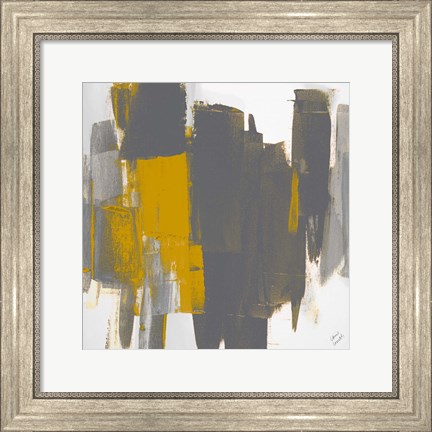 Framed Prevailing Gray Square I Print