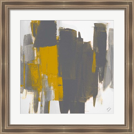 Framed Prevailing Gray Square I Print