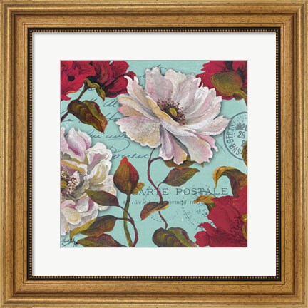 Framed Paris Aqua Flowers II Print