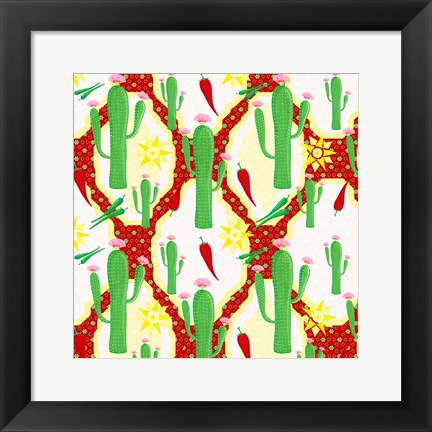 Framed Chili Fiesta Pattern II Print