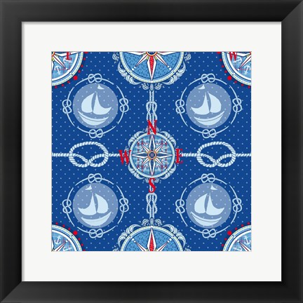 Framed Nautical Navigation Pattern IV Print