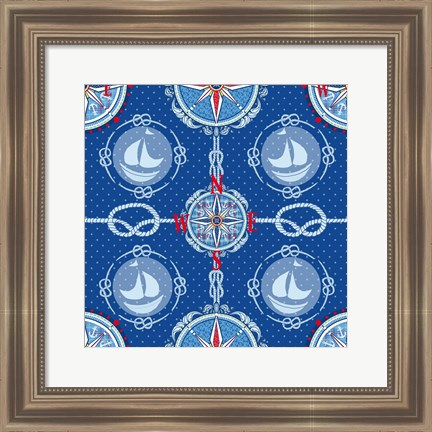 Framed Nautical Navigation Pattern IV Print