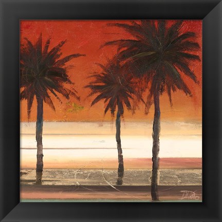 Framed Red Coastal Palms II Print