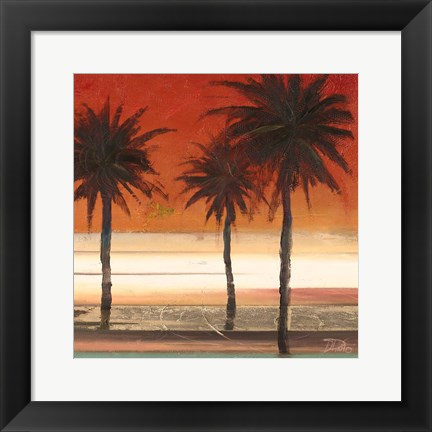 Framed Red Coastal Palms II Print