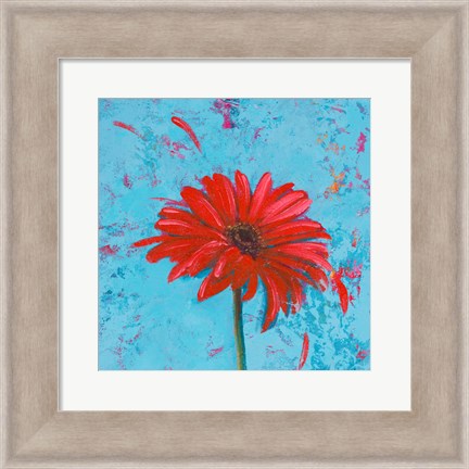 Framed Blue Tiny Flower Square I Print