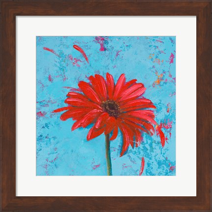 Framed Blue Tiny Flower Square I Print