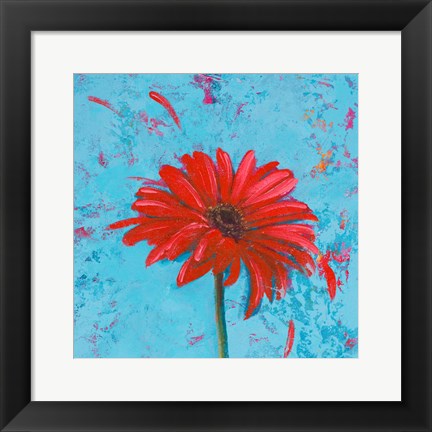 Framed Blue Tiny Flower Square I Print