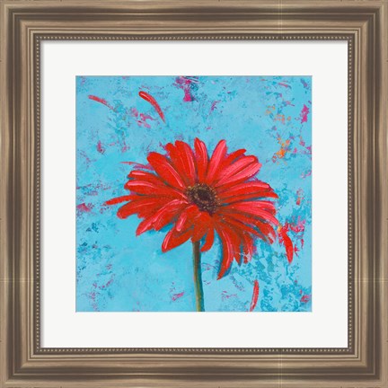 Framed Blue Tiny Flower Square I Print