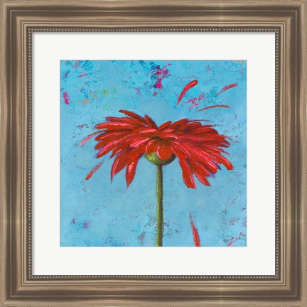 Framed Blue Tiny Flower Square II Print