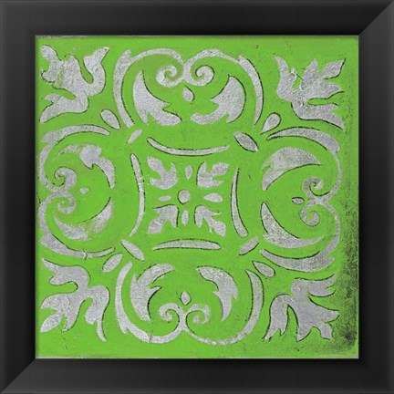 Framed Bright Green Mosaic Print