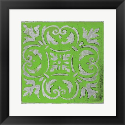 Framed Bright Green Mosaic Print