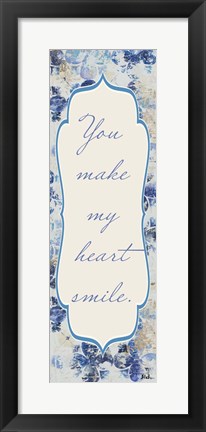 Framed Blue Quadrefoil With Words I Print