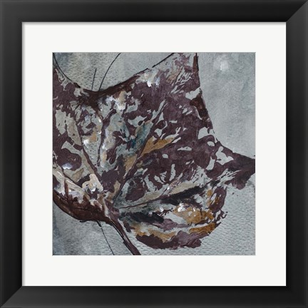 Framed Watercolor Leaves Square II Print