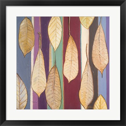 Framed Leaves And Stripes I Print