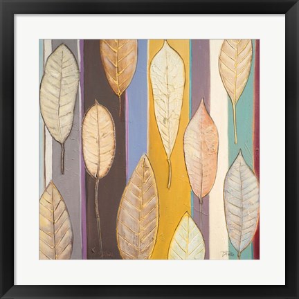 Framed Leaves And Stripes I Print