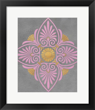 Framed Gray and Pink Medallion I Print