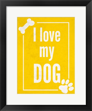 Framed Love my Dog Yellow Print