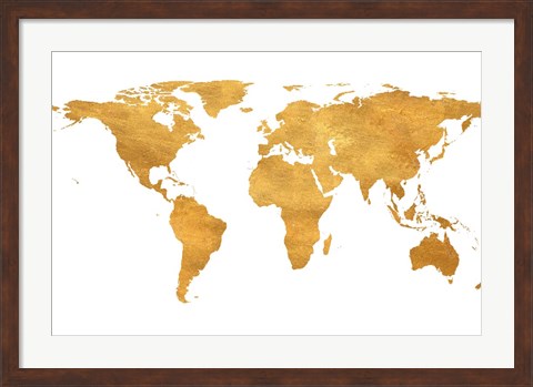 Framed Gold World Map Print