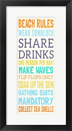 Framed Beach Rules I Print