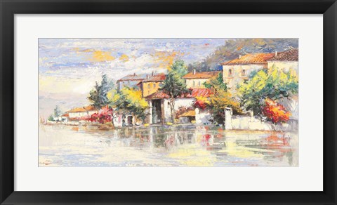 Framed Paese sul lago Print