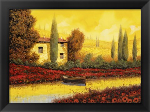 Framed Al Tramonto sul Fiume Print