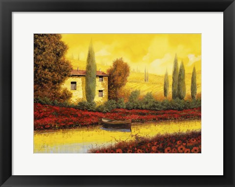 Framed Al Tramonto sul Fiume Print