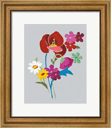 Framed Alpine Bouquet II Gray Print