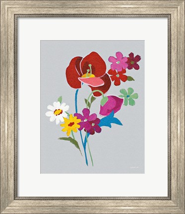 Framed Alpine Bouquet II Gray Print