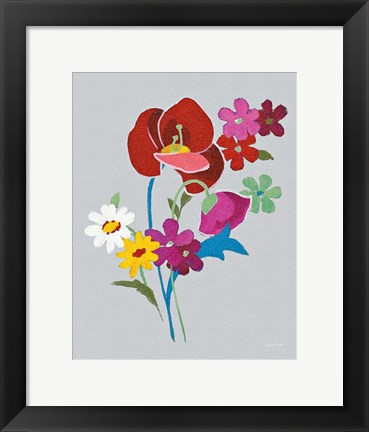 Framed Alpine Bouquet II Gray Print