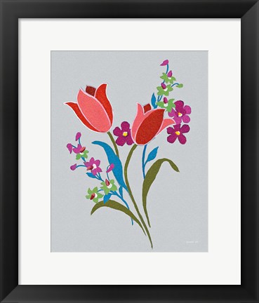 Framed Alpine Bouquet IV Gray Print