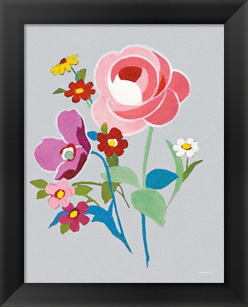 Framed Alpine Bouquet I Gray Print