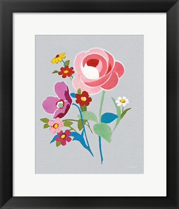 Framed Alpine Bouquet I Gray Print