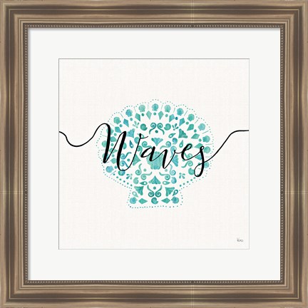 Framed Sea Charms III Teal Print