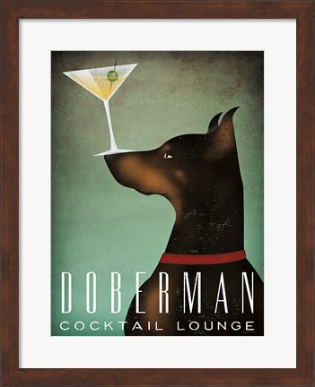 Framed Doberman Martini Print