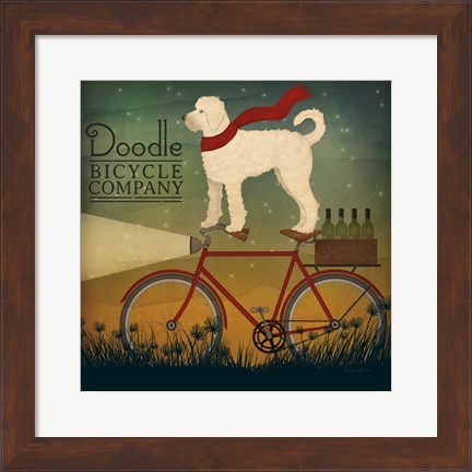 Framed White Doodle on Bike Summer Print