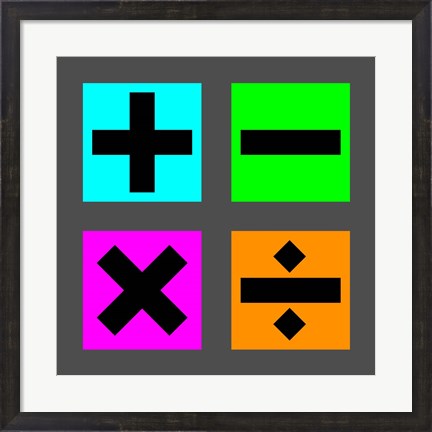 Framed Math Symbols Square - Colorful Boxes Print